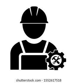 Technician icon design. Repairman icon in trendy flat style design. Vector illustration.