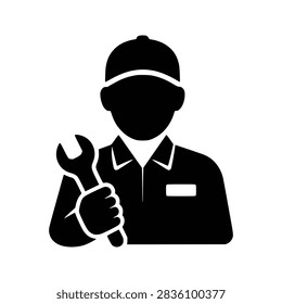Technician icon flat outline in black