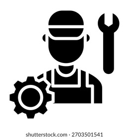 Ilustração de Vetor de Estilo de Glifo de Ícone do Técnico