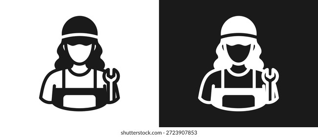 Icono Del Técnico Fijado Glifo En Fondo Blanco Y Negro