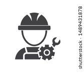 Technician icon with simple silhouette design isolated on white background, Repairman icon 