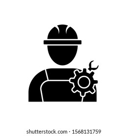 Technician icon with simple silhouette design isolated on white background, Repairman icon