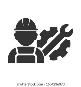 Technician icon with simple silhouette design isolated on white background, Repairman icon