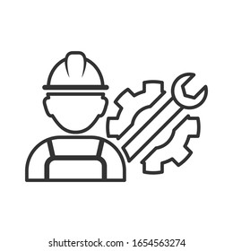 Technician icon with simple silhouette design isolated on white background, Repairman icon