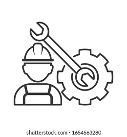 Technician icon with simple silhouette design isolated on white background, Repairman icon