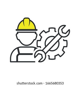 Technician icon with simple silhouette design, Repairman icon vector