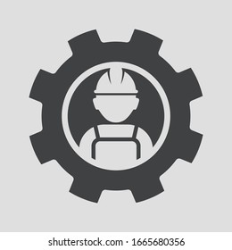 Technician icon with simple silhouette design, Repairman icon vector