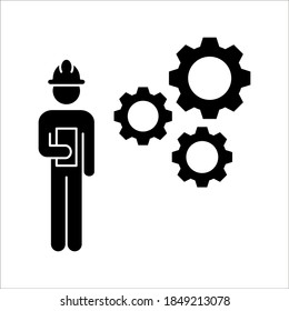 Technician icon with simple silhouette design isolated on white background. vector color editable