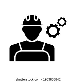 Technician icon with simple silhouette design, Repairman icon color editable