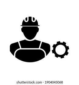 Technician Icon With Simple Silhouette Design, Repairman Icon Color Editable