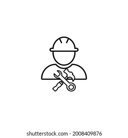 Techniker-Symbol mit einfachem Silhouettendesign einzeln auf weißem Hintergrund, Reparatursymbol