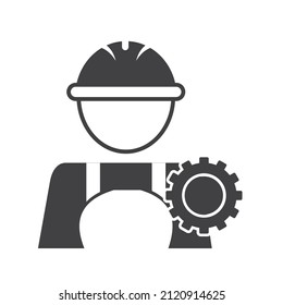 Technician icon with simple silhouette design isolated