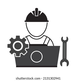 Technician icon with simple silhouette design isolated