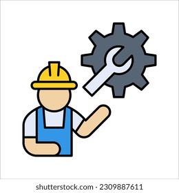 Technician icon with simple silhouette design, Repairman icon, vector illustration on white background