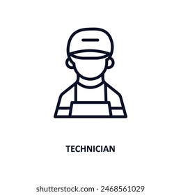 technician icon. Thin line technician icon from people and relation collection. Outline vector. Editable technician symbol can be used web and mobile