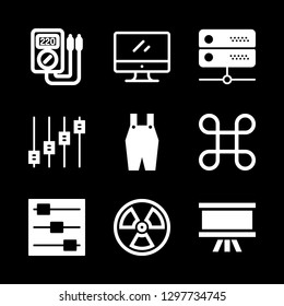 technician icons set with radiation, command and monitor vector set