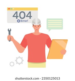 Technician illustration concept. Office man character vector design. Business people working in office on isolated white background.