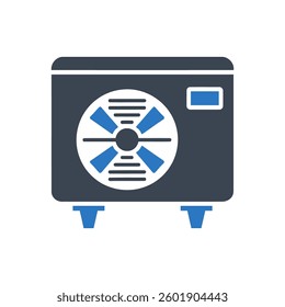 Technician Installing Air Conditioner Icon On White Background