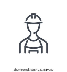 Technician line icon. Hard hat engineer vector outline sign.