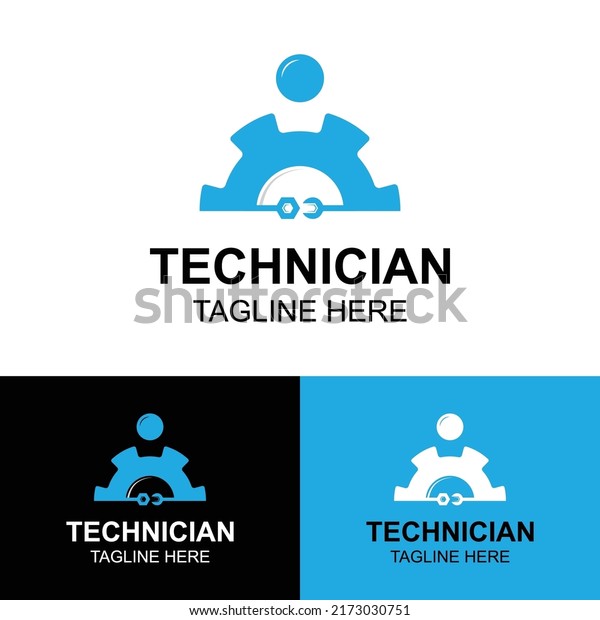 Technician Logo Design Template. HVAC logo\
design, heating ventilation and air conditioning logo or icon\
template. Repair, maintenance logo. Repairman holds in hands tools\
a wrench and\
screwdriver.