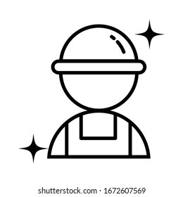 technician man with helmet , line style icon vector illustration design