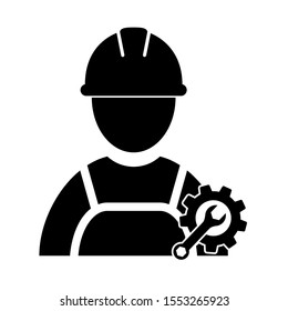 Technician man icon design. Technician man icon in silhouette flat style design. Vector illustration.