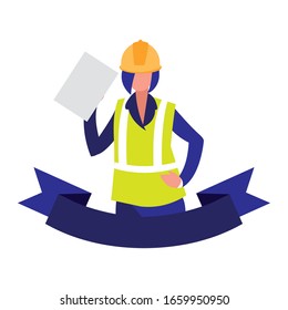 technician man in uniform with equipment on white background vector illustration design