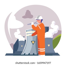 técnico en uniforme con diseño vectorial de equipamiento