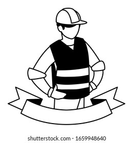 technician man in uniform on white background vector illustration design