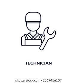 technician outline icon. Linear vector from people concept. Thin line technician icon isolated on white background