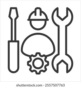 Technician Outline Icon Vector Illustration