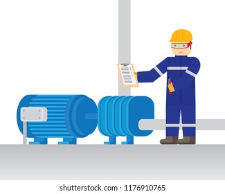 the technician service the electric motor with check sheet