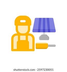 technician solar panel flat icon illustration