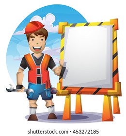 technician vector cartoon with separated layers for game and animation, game design asset 