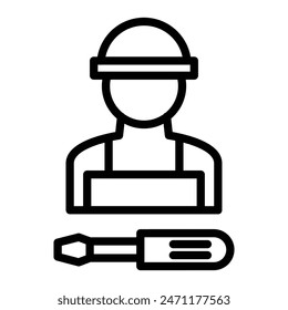 Technician Vector Line Icon Design