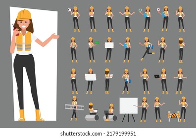 Technician woman and builders and engineers woman and mechanics set ,Vector illustration cartoon character.