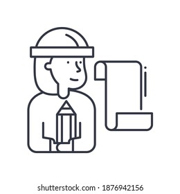Technician worker icon, linear isolated illustration, thin line vector, web design sign, outline concept symbol with editable stroke on white background.