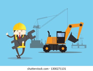 Technician worker work on site for construction