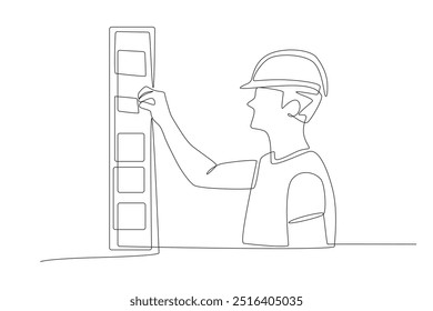 Os técnicos estão realizando a manutenção elétrica. Desenho de uma linha do conceito de manutenção elétrica