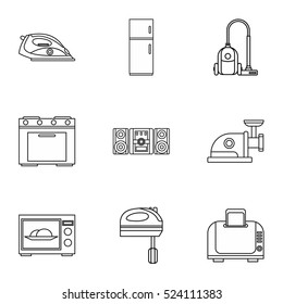 Technique icons set. Outline illustration of 9 technique vector icons for web