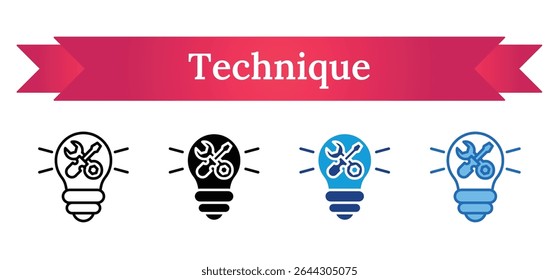 Technique - Multi Style - A light bulb with tools inside, symbolizing smart application of technical methods