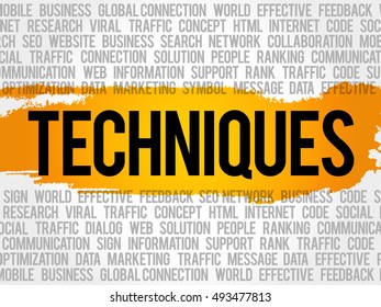 Techniques word cloud collage, business concept background