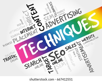 Techniques word cloud collage, business concept background