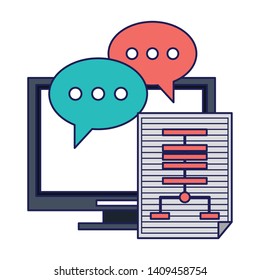 technlogy device computer pc cartoon vector illustration graphic design