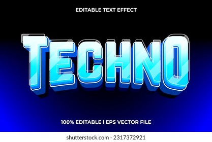 Techno 3d text effect and editable text, template 3d style use for future tittle