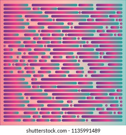 Techno abstract background. Glitch art style. Digital shapes geometric pattern. Stylized signal error. Flow of bright colorful random line strips. Vector element for design concept, poster, web.