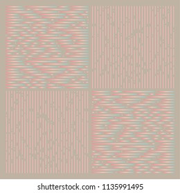 Techno abstract background. Glitch art style. Digital shapes geometric pattern. Stylized signal error. Flow of bright colorful random line strips. Vector element for design concept, poster, web.
