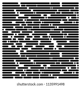 Techno abstract background. Glitch art style. Digital shapes geometric pattern. Stylized signal error. Flow of bright colorful random line strips. Vector element for design concept, poster, web.