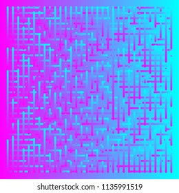 Techno abstract background. Glitch art style. Digital shapes geometric pattern. Stylized signal error. Flow of bright colorful random line strips. Vector element for design concept, poster, web.