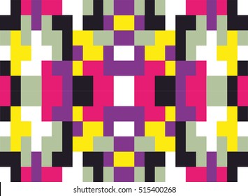 Techno abstract background. Glitch art style. Digital rectangular shapes geometric pattern. Stylized signal error. Flow of random abstract square cubes. Vector element for design concept, poster, web